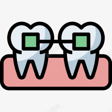 牙套牙科护理22线性颜色图标图标