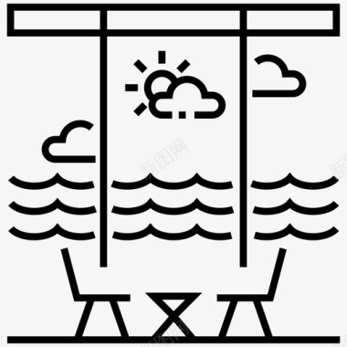 海滩沙滩椅海滩度假图标图标