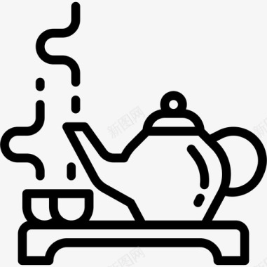 茶壶水疗27直线型图标图标
