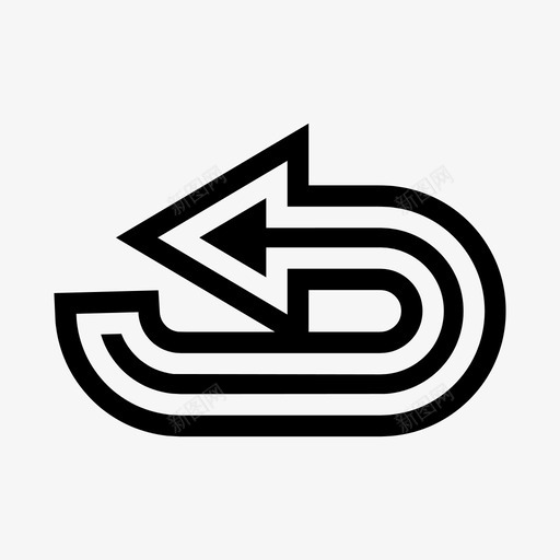 箭头背面方向图标svg_新图网 https://ixintu.com 双线 循环 方向 箭头 背面