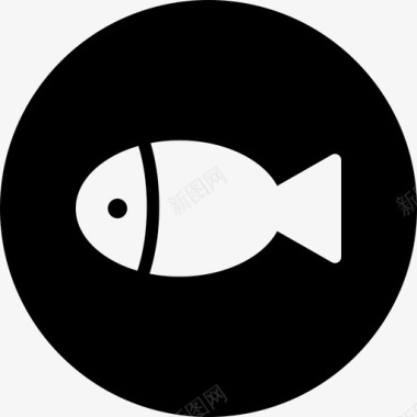 鱼海鲜夏圆馅图标图标