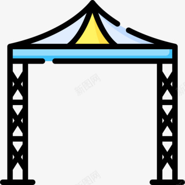 帐篷音乐节39线性颜色图标图标