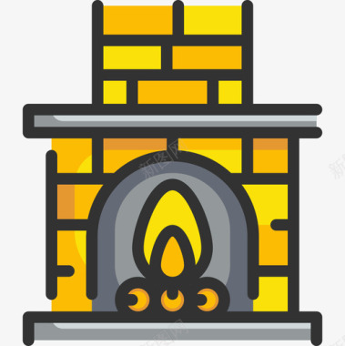 壁炉家具和家居31线性颜色图标图标