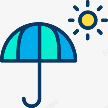 太阳伞夏季69线型颜色图标图标