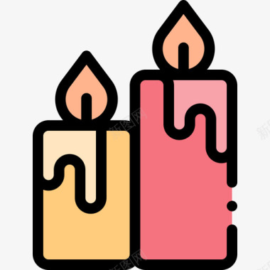 蜡烛治疗49线颜色图标图标