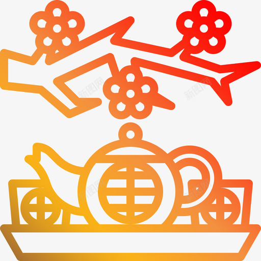 茶壶中国传统渐变图标svg_新图网 https://ixintu.com 中国 传统 渐变 茶壶