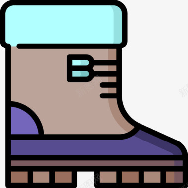 靴子冬季旅行18线性颜色图标图标