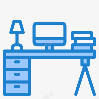 办公桌198办公室蓝色图标图标