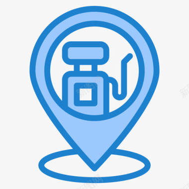 加油站导航和地图蓝色图标图标