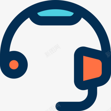 耳机支持服务6线性颜色图标图标