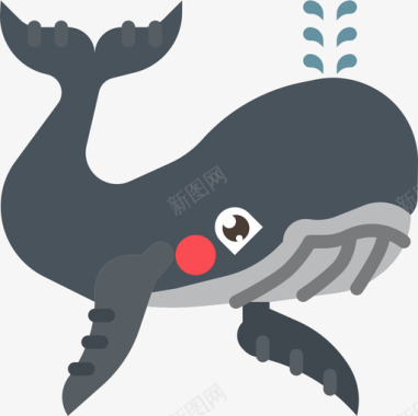 鲸鱼动物16扁平图标图标