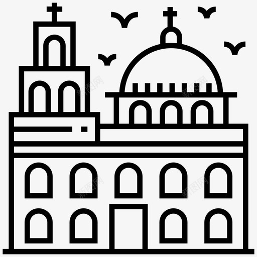 穹顶教堂建筑基督教图标svg_新图网 https://ixintu.com 基督教 建筑 教堂 旅游线 穹顶