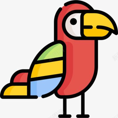 鹦鹉宠物店83线性颜色图标图标