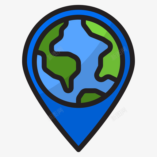 地球仪导航和地图3线颜色图标svg_新图网 https://ixintu.com 地图 地球仪 导航 颜色