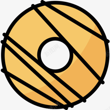 甜甜圈咖啡37线性颜色图标图标