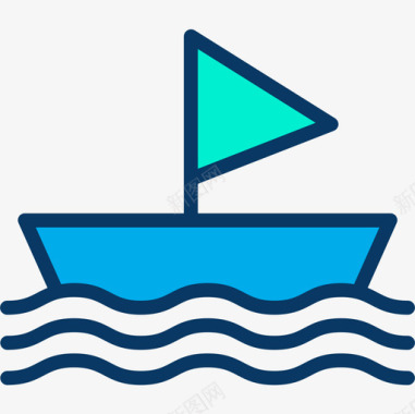 帆船夏季69线型颜色图标图标