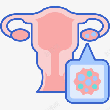 卵巢癌健康50线性颜色图标图标