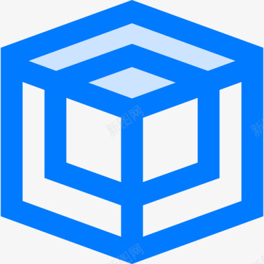 立方体3d4蓝色图标图标