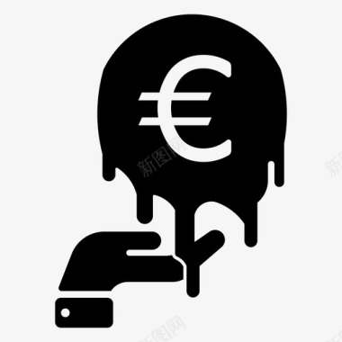 欧元通货膨胀通货紧缩欧元货币图标图标