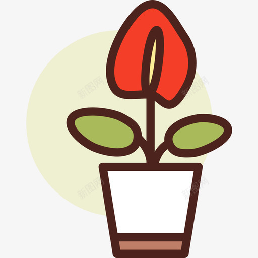 红掌植物28线形颜色图标svg_新图网 https://ixintu.com 植物 红掌 线形 颜色