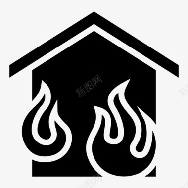 燃烧的房子火消防员图标图标