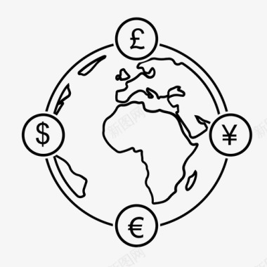 全球货币世界经济电子商务图标图标