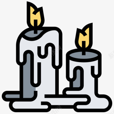 蜡烛万圣节202线性颜色图标图标