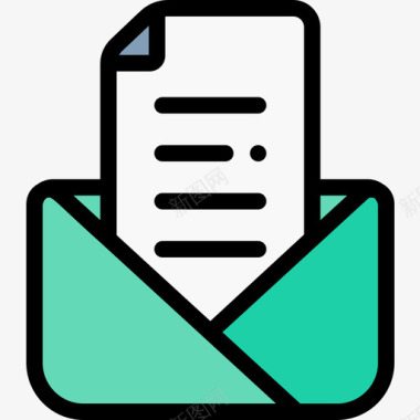 电子邮件文档文件1线颜色图标图标