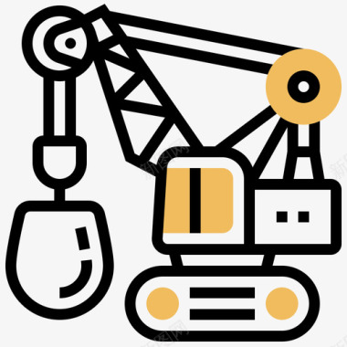 重型车辆5号施工车黄色阴影图标图标