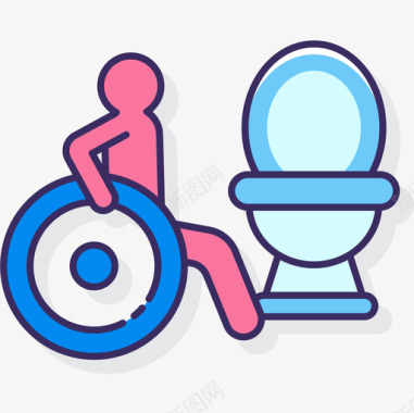 浴缸残疾1直系颜色图标图标