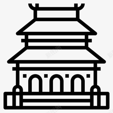 寺庙建筑地标图标图标