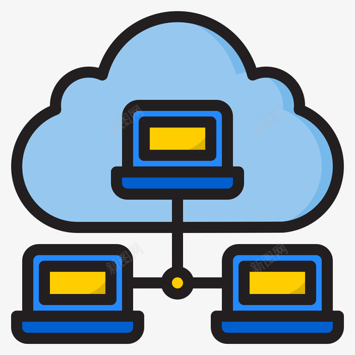 云网络网络托管66线颜色图标svg_新图网 https://ixintu.com 云网 托管 网络 颜色