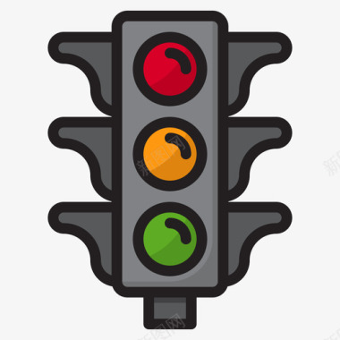 交通灯导航和地图3线颜色图标图标