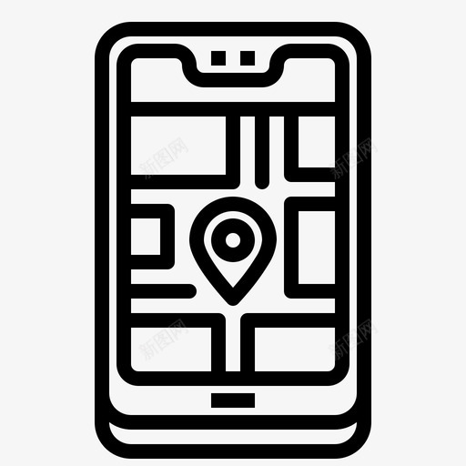 地图智能手机技术4线性图标svg_新图网 https://ixintu.com 地图 手机 技术 智能 线性