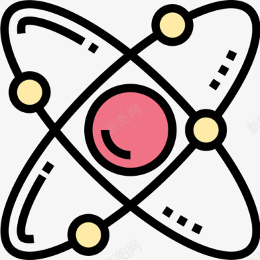 原子化学44线性颜色图标图标