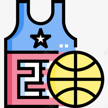 篮球运动衫美国12直线颜色图标图标