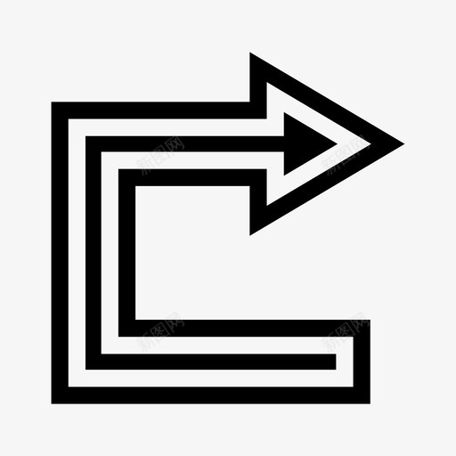 箭头光标指针图标svg_新图网 https://ixintu.com 光标 双线 指针 箭头 转弯