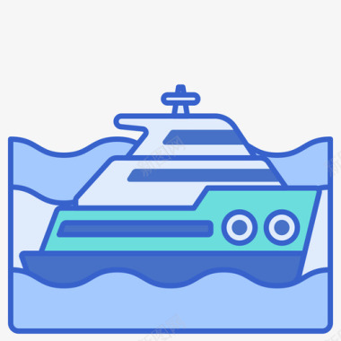 游艇水上运动2线性颜色图标图标