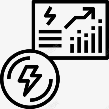 商业和金融电力和能源14线性图标图标