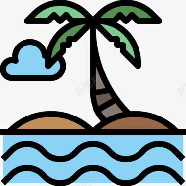 海滩旅游和度假8线性颜色图标图标