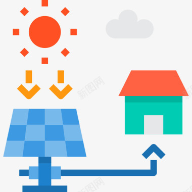 太阳能能量42平坦图标图标