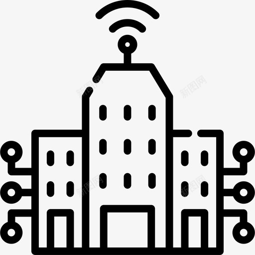 智慧城市科技90线性图标svg_新图网 https://ixintu.com 城市 智慧 科技 线性