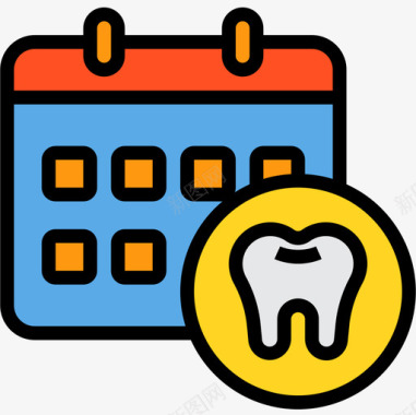 日历牙科35线性颜色图标图标