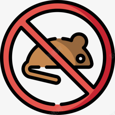 无啮齿动物信号和禁令6线颜色图标图标