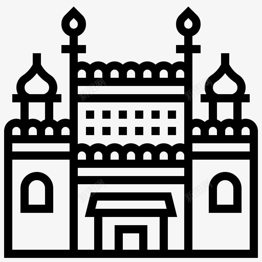 红堡建筑地标图标svg_新图网 https://ixintu.com 印度 地标 建筑 海岸线 红堡
