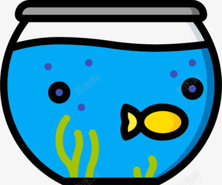 鱼缸宠物8线性颜色图标图标