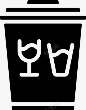 玻璃箱垃圾桶3填充图标图标