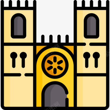 葡萄牙大教堂5线性颜色图标图标