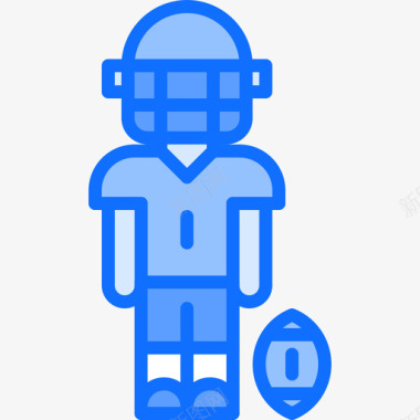 美式足球运动员美式足球33蓝色图标图标