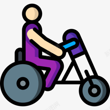 自行车无障碍运动2线性颜色图标图标